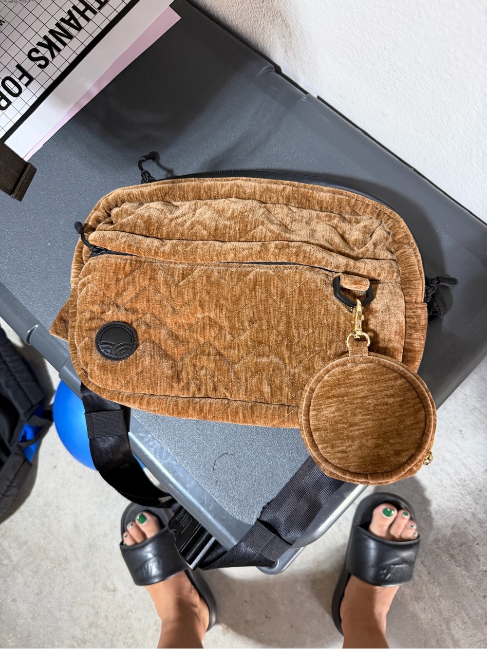 tush Corduroy Crossbody or belt Bag with Coin Pouch - Brown